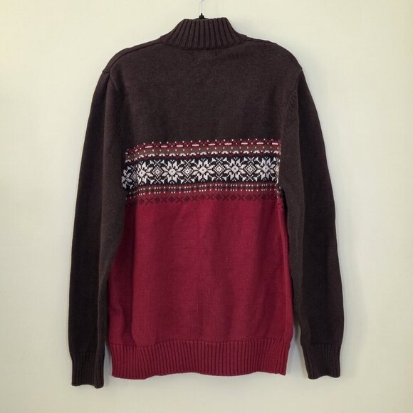 Eddie Bauer Sweater Mens L Tall Multi Fair Isle LS 1/4 Zip Mock Cotton Cottage - Picture 14 of 14